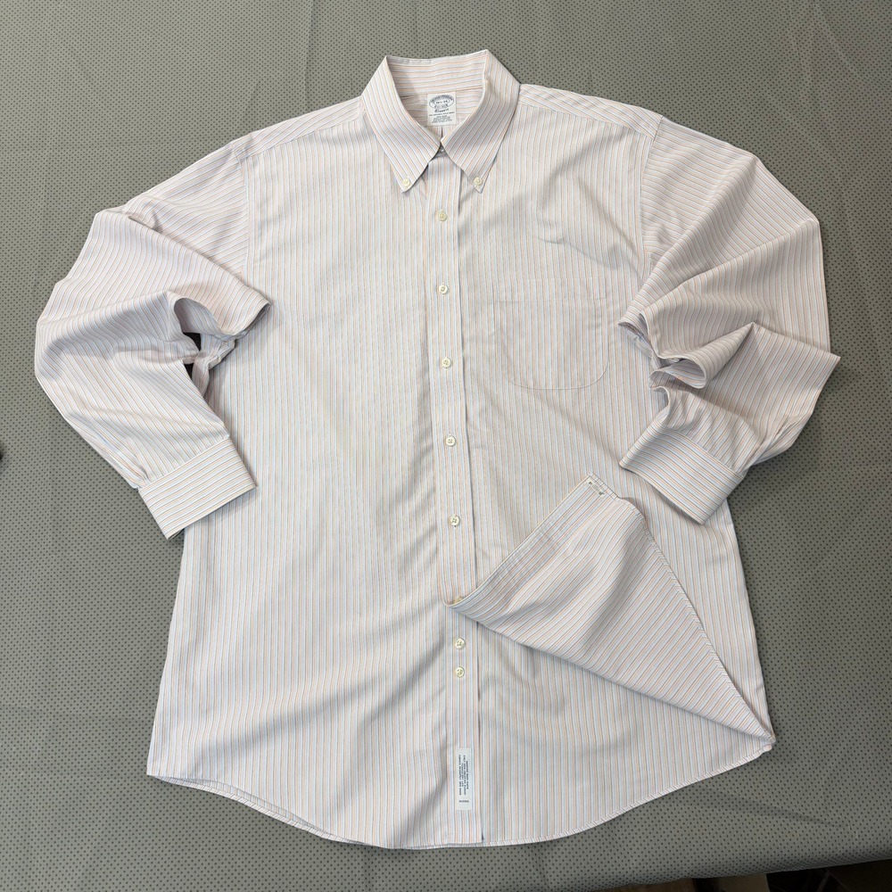 Brooks Brothers Classic Fit Button Down OCBD Shirt M 16.5 Blue Stripe Non-Iron